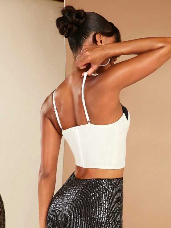 BAE Contrast Zipper Trim Crop Cami Top - Image 2