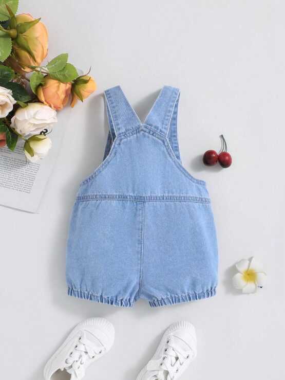 Babby Girls' Boho Cute Overall Jumpsuit Washed Denim Dungaree Shorts - Image 2