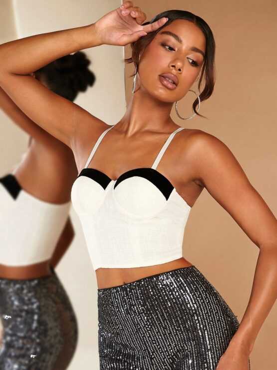 BAE Contrast Zipper Trim Crop Cami Top - Image 3