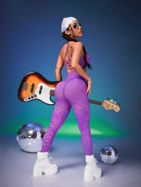 Music Festival Fluorescent Printed Sports Leggings