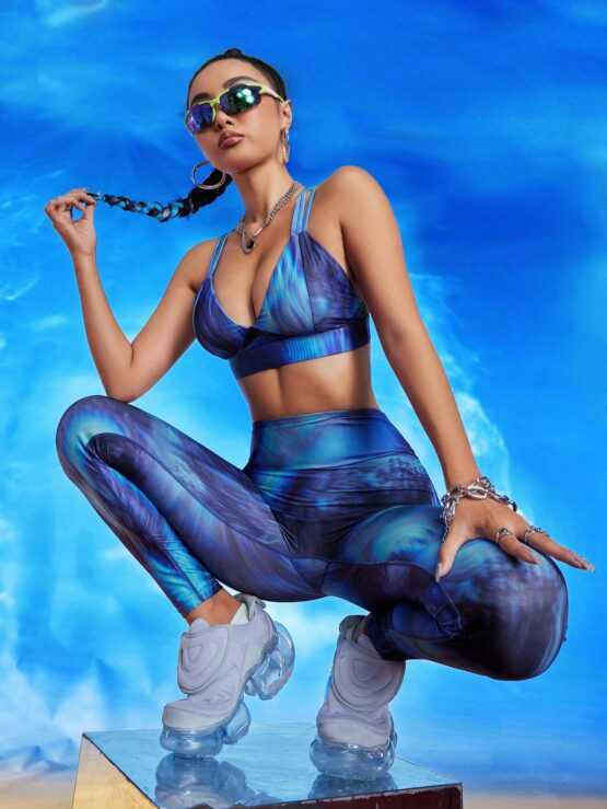 Sports Innovista Women Tie Dye Crop Top & Leggings Set