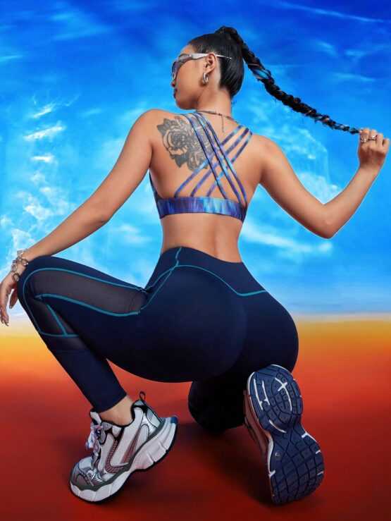 Sports Innovista Women Tie Dye Crop Top & Leggings Set - Image 2