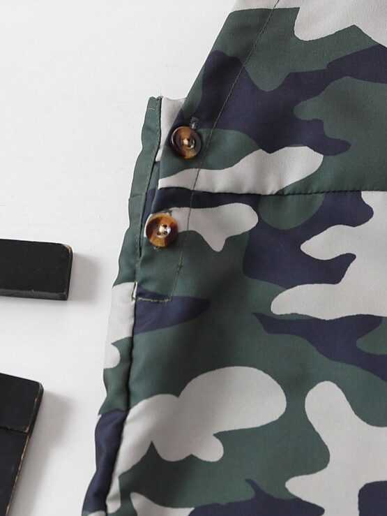 Camo Straps Print Patch Detail Overall Jumpsuit - Image 2