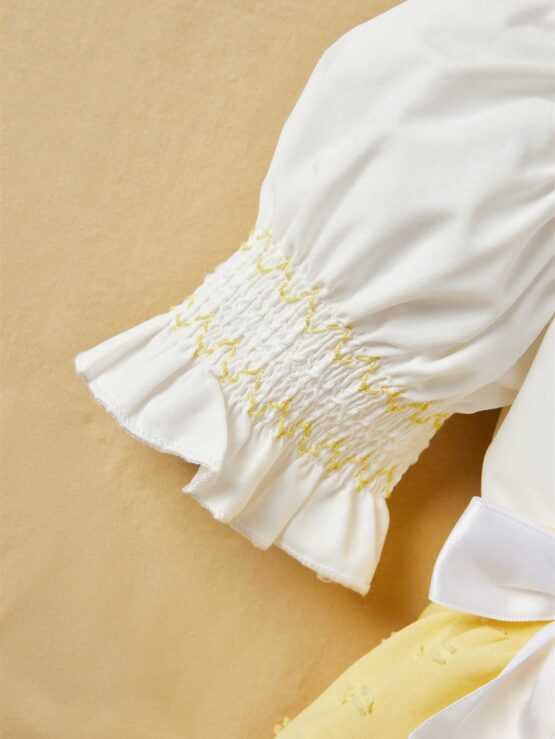 Baby Girl Retro Court Style Exquisite A Line Cross Back Dress With Bow Decoration - Image 3