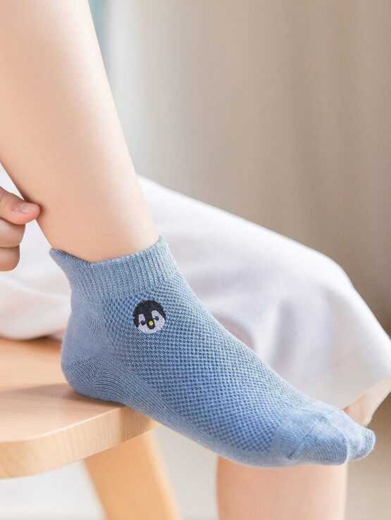 Five Pairs Boys" Embroidered Short Animal Decor Socks - Image 2