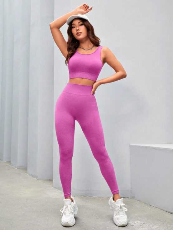Yoga Basic Seamless High Elasticity Gym Work Out Sports Set - Image 3