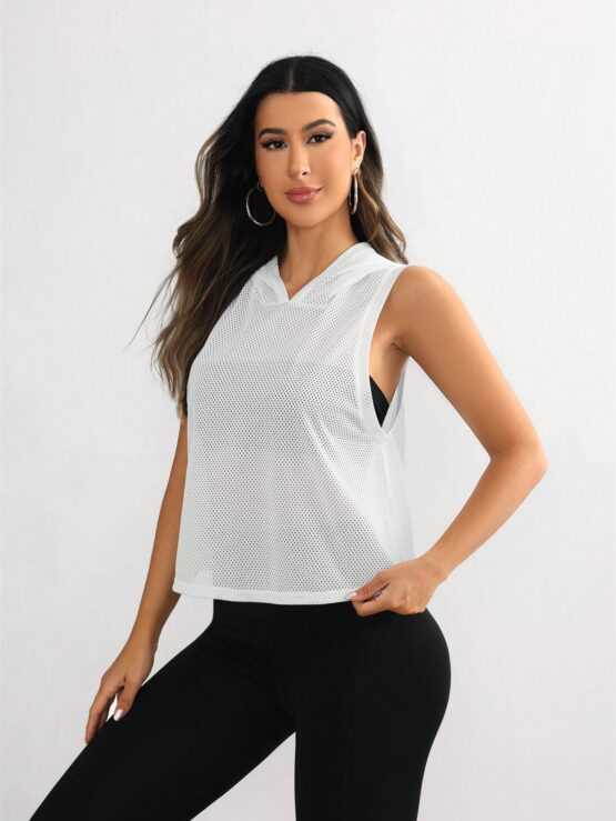 Women's Solid Color Sleeveless Hooded Sports Vest