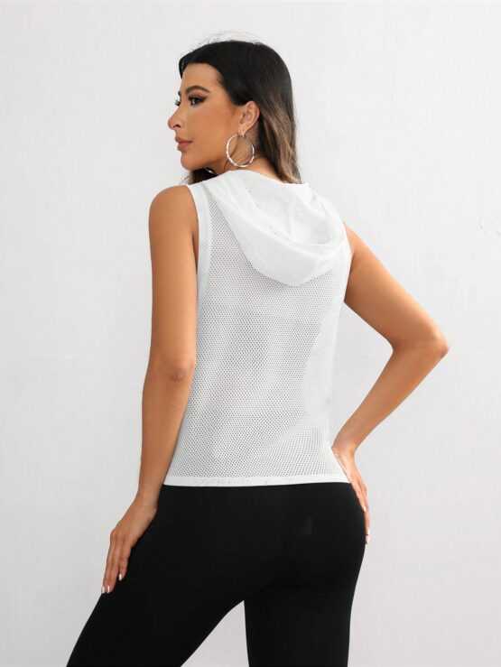 Women's Solid Color Sleeveless Hooded Sports Vest - Image 2