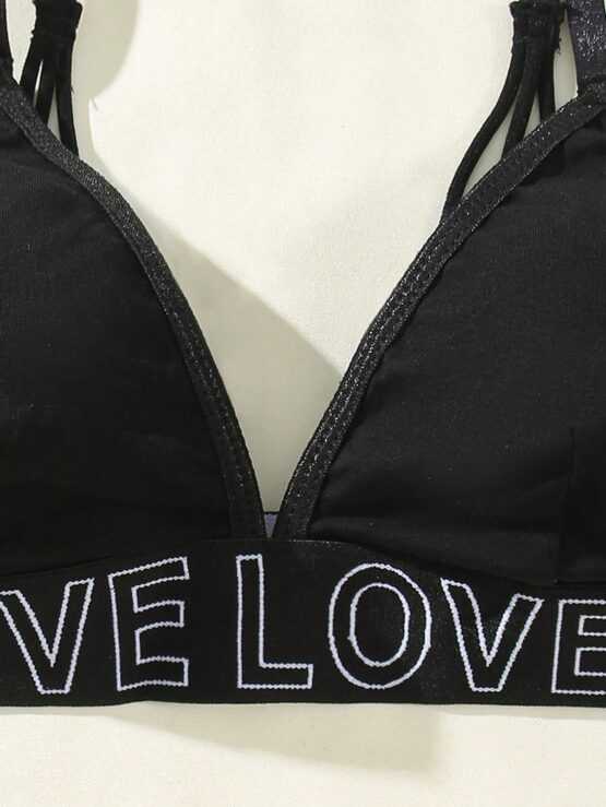 Love Elastic Color Block Women Sports Bra - Image 2