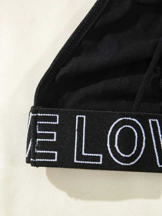 Love Elastic Color Block Women Sports Bra - Image 3