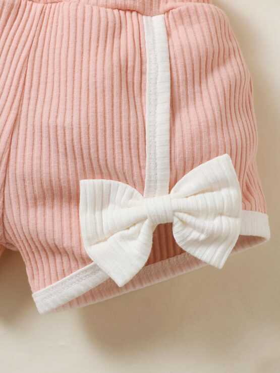 Baby Girl Contrast Piping Cami Top & Bow Front Shorts - Image 2