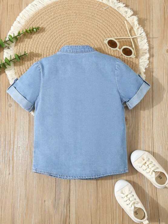 Young Boys' Casual Comfortable Denim Sleeve Shirt - Image 2