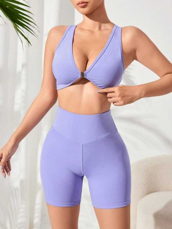 Front Buckle Design Back V Shaped Design Sports Set - Image 3