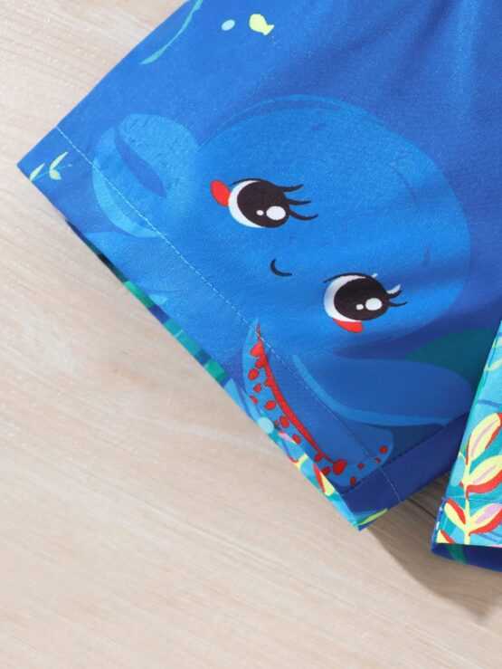 Baby Boy Blue Cartoon Graphic Print Shorts - Image 3