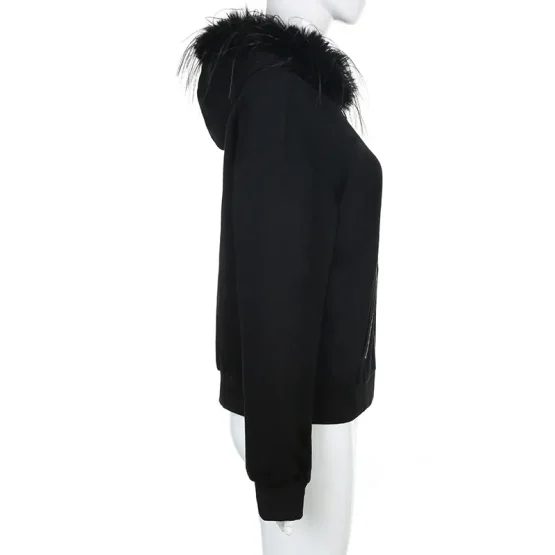 Women's Casual Fur Collar Zip Up Hoodies, Chic Streetwear, Aesthetic Pockets Cardigans, Vintage Fashion - Image 14
