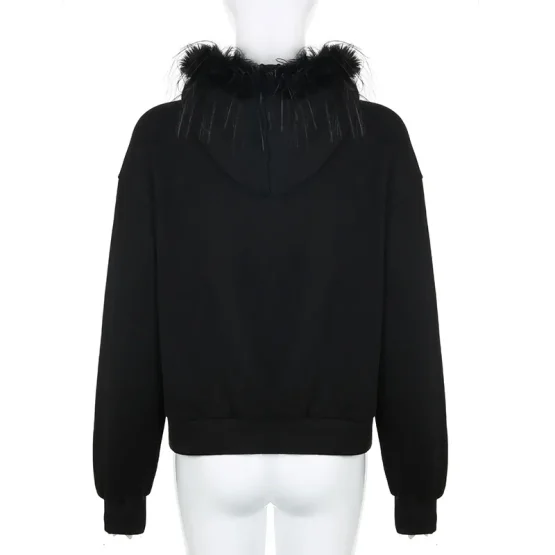 Women's Casual Fur Collar Zip Up Hoodies, Chic Streetwear, Aesthetic Pockets Cardigans, Vintage Fashion - Image 15