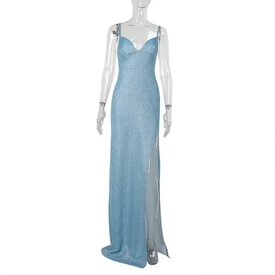 Avrilyaan Bright Silk Deep V High Slit Sexy Party Dress Women 2024 Summer Dress Nightclub Backless Bodycon Maxi Long Dresses - Image 26