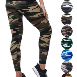 YSDNCHI Camouflage Womens for Leggins Graffiti Style Slim Stretch Trouser Army Green Leggings Deportes Pants K085