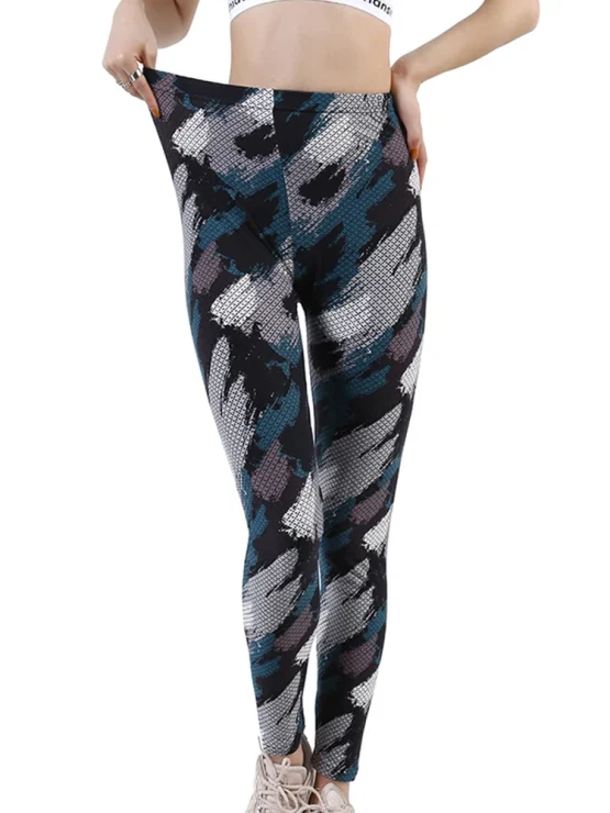 YSDNCHI Camouflage Womens for Leggins Graffiti Style Slim Stretch Trouser Army Green Leggings Deportes Pants K085 - Image 26