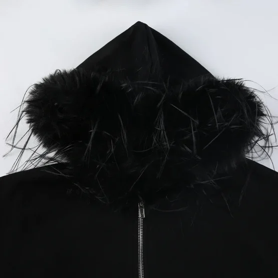 Women's Casual Fur Collar Zip Up Hoodies, Chic Streetwear, Aesthetic Pockets Cardigans, Vintage Fashion - Image 17